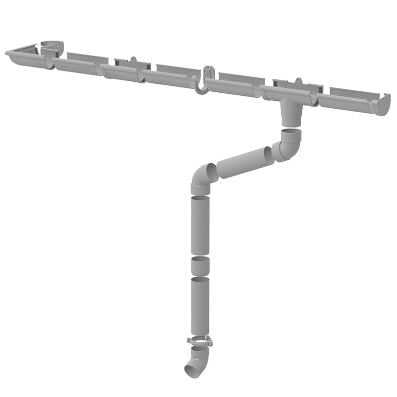 Ereszcsatorna rendszer, 90/75 mm, 8 méter, szürke, PVC