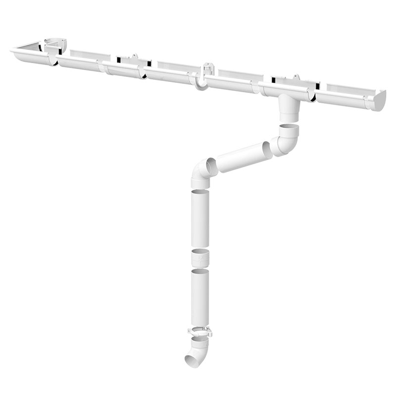 Ereszcsatorna rendszer, 90/75 mm, 4 méter, fehér, PVC