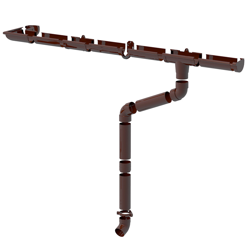 Ereszcsatorna rendszer, 130/100 mm, 4 méter, barna, PVC