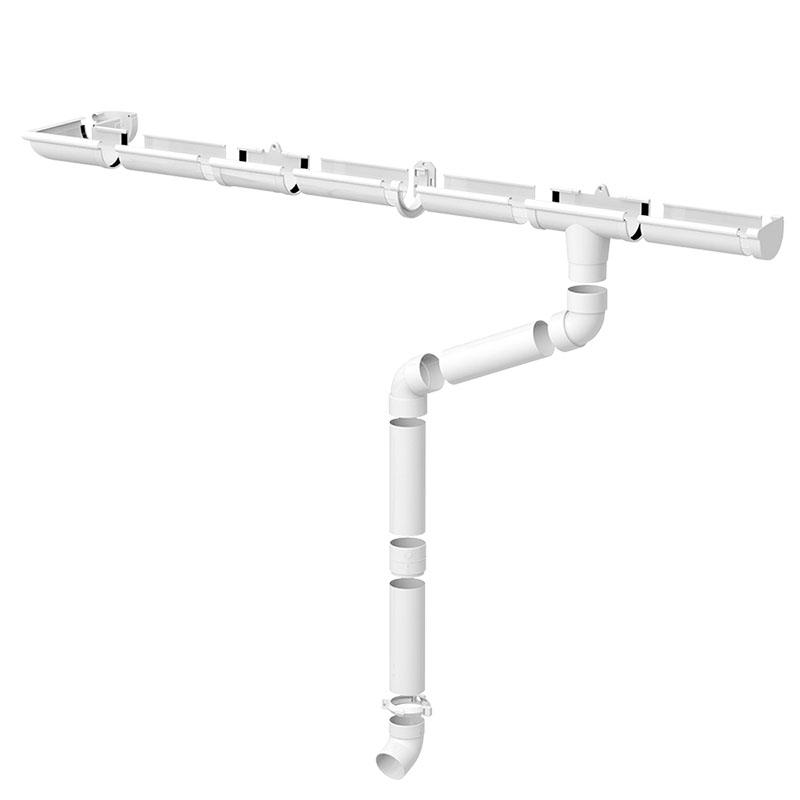 Ereszcsatorna rendszer, 130/100 mm, 6 méter, fehér, PVC