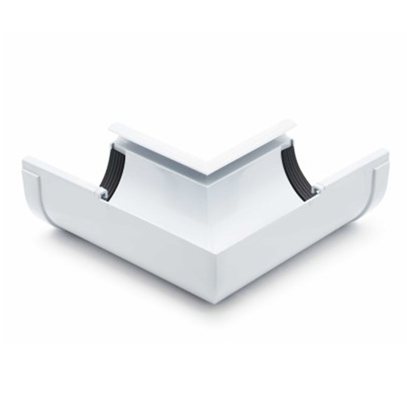 Ereszcsatorna belső sarokelem 90°, 90 mm, szürke, PVC