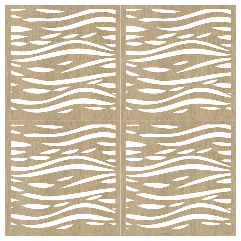 - Fali dekorpanel, hullám minta, 50x50 cm x 4 darab, 3 mm HDF - Sonoma tölgy