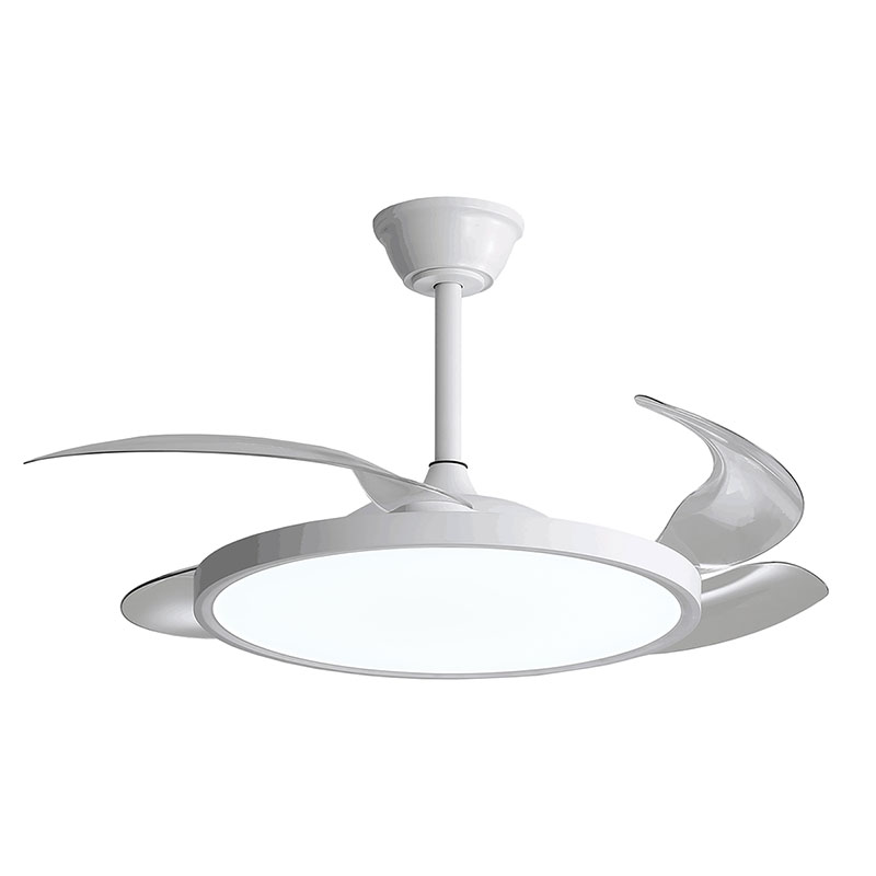 Mennyezeti ventilátor és lámpa, slim design, 4 lapát (36W/2880lm) CCT, távirányítóval, fehér