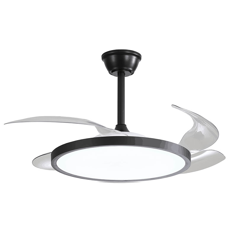 Mennyezeti ventilátor és lámpa, slim design, 4 lapát (36W/2880lm) CCT, távirányítóval, fekete
