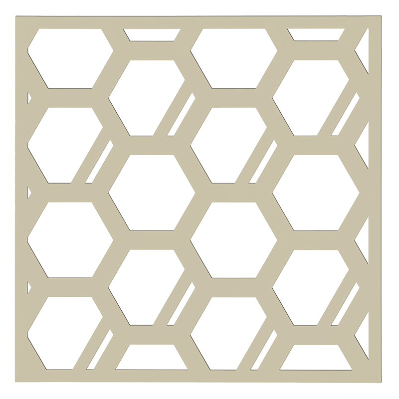 Mennyezeti kazettás dekorpanel, hexagonok, 595x595 mm, 3 mm HDF - Krém