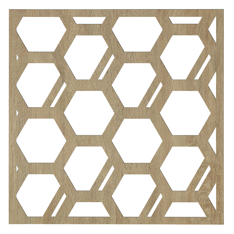 Mennyezeti kazettás dekorpanel, hexagonok, 595x595 mm, 3 mm HDF - Sonoma tölgy