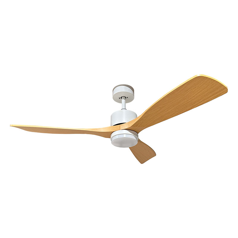 Mennyezeti ventilátor és lámpa, 3 lapát (18W/1440lm) CCT, távirányítóval, fehér - bükk