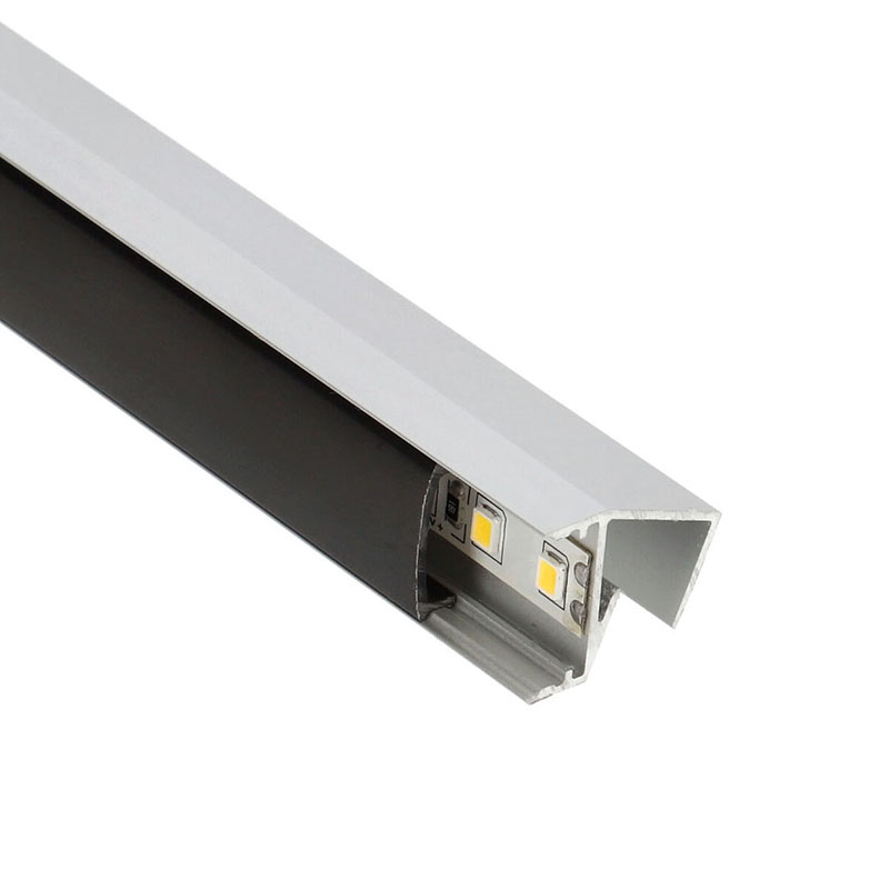 GLASS SHELF Ezüst - üvegpolc profil LED szalaghoz (Fekete búrával)