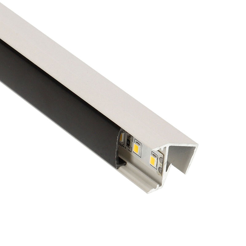 GLASS SHELF Fehér - üvegpolc profil LED szalaghoz (Fekete búrával)