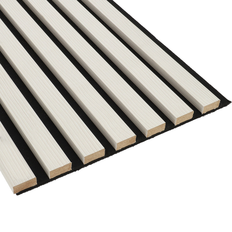 - Fa hatású, hangszigetelő lamella falburkolat, filc hátlappal (260 cm x 30 cm x 1.7 cm) - erezett fehér