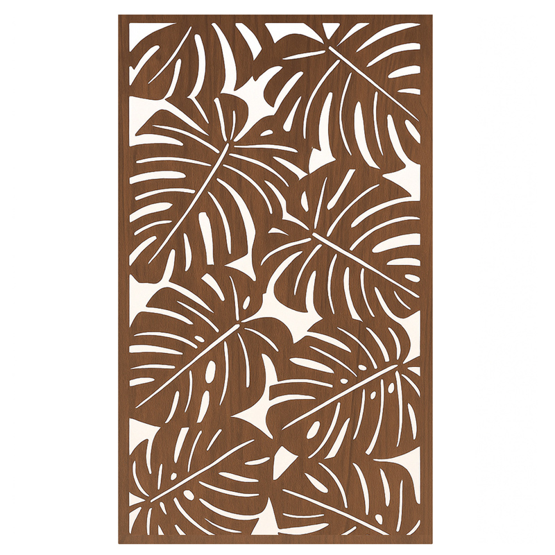 Fali dekorpanel, monstera levél minta, 90x150 cm, 3 mm HDF - Dió