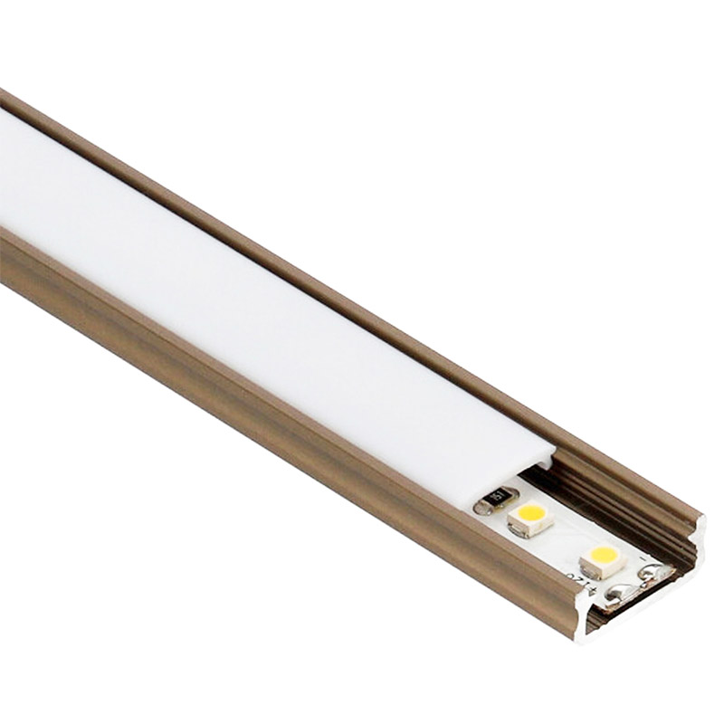 Type-D Barna - Alumínium U profil LED szalagos világításhoz 16x6 mm (Opál PMMA búrával)
