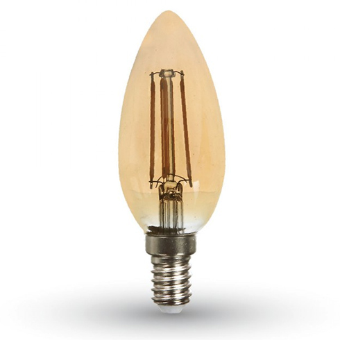 E14 LED izzó Vintage filament (4W/300°) Gyertya - extra meleg fehér Kifutó