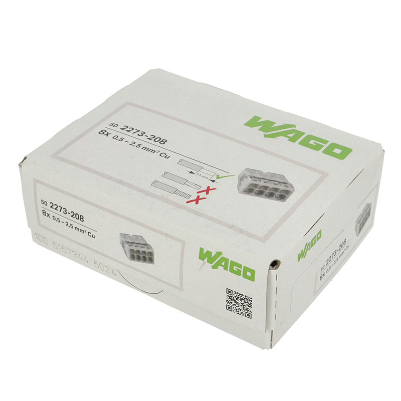 2273 Wago Compact vezeték összekötő, 8 x 2.5mm² vezeték nyílásos (50 db)