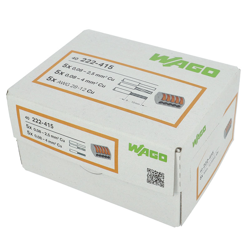 222 Wago karos (kapcsos) vezetékösszekötő, 5 x 4mm² vezeték nyílásos (40 db)