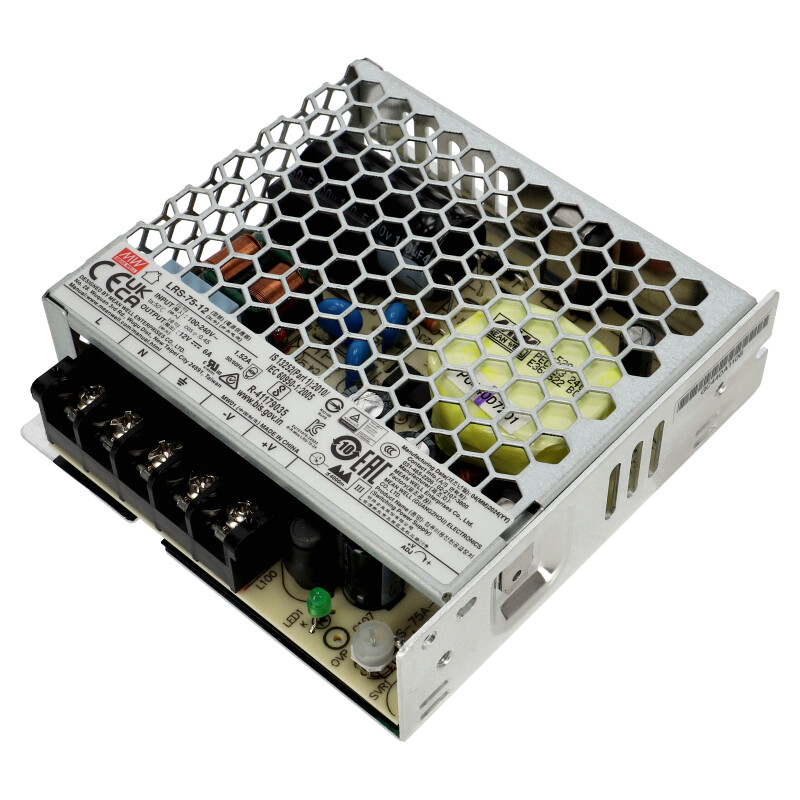 LED tápegység 12 Volt - fém házas, ipari (75W/6A) 3 év, MeanWell