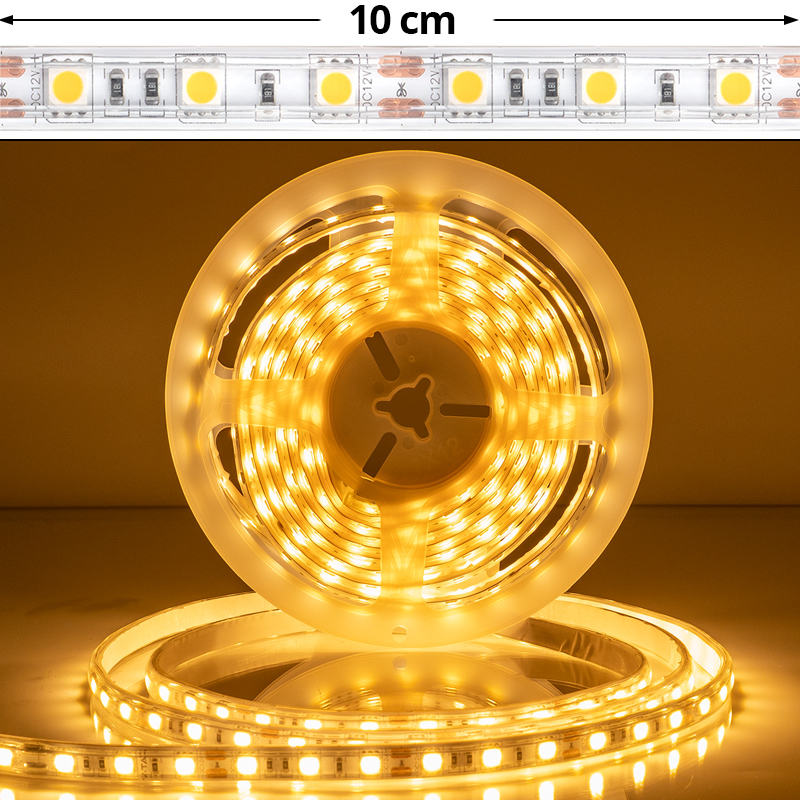 LED szalag kültéri 5050-60 (12 Volt) - meleg fehér DEKOR! 5 méter LED szalag kültéri 5050-60 (12 Volt) - meleg fehér DEKOR! 5 méter