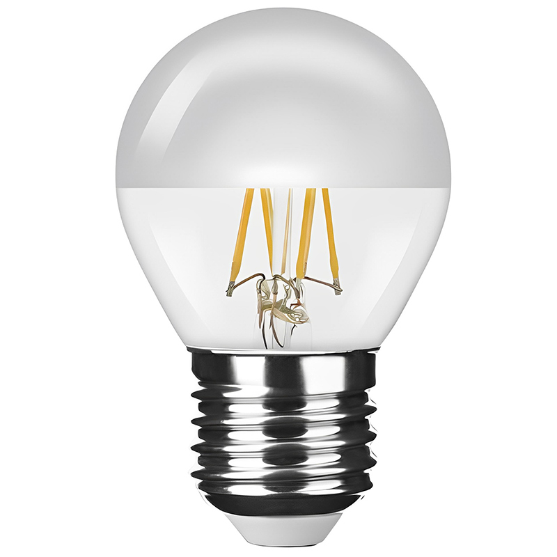 E27 LED izzó Retro filament (4W/360°) Kisgömb - meleg fehér, SilverTop