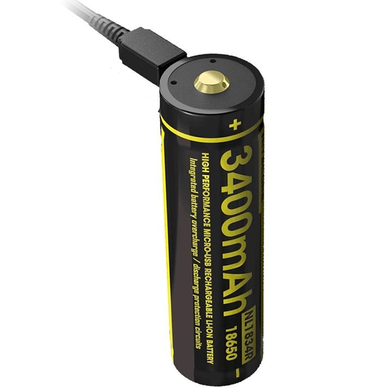 NL1834R Li-ion akkumulátor (18650 méret/ 3400 mAh) Micro-USB