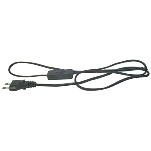Hálózati csatlakozó, dugvillás kábel (2x0.75 mm2) 3 méter, fekete, PVC szigetelés, Kapcsolós!