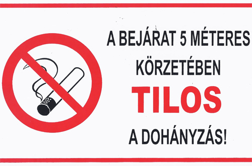 . Információs matrica, A bejárat 5 méteres körzetében tilos a dohányzás - LUIN03 (TI) LUIN03