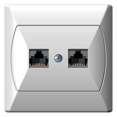 RJ45 UTP aljzat dupla, komplett (Akcent) fehér