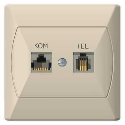 RJ45+RJ11 számítógép, telefon aljzat, komplett (Akcent) krém