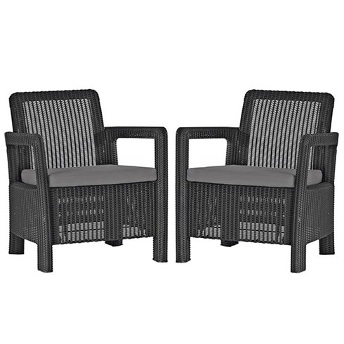 Tarifa duo műrattan kerti és balkon fotel szett (2db) - grafit - hűvös szürke