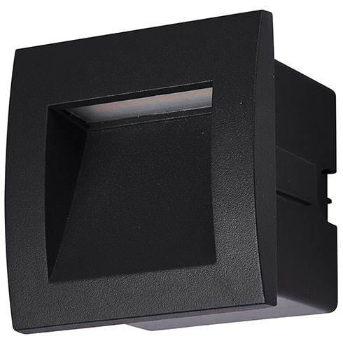 Lagos süllyeszthető LED lépcsővilágító - fekete (3 Watt), természetes fehér, négyzet alakú IP54