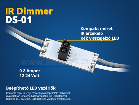 Beépíthető LED vezérlő (DS01) IR kapcsoló, fényerő szabályzó (96W)