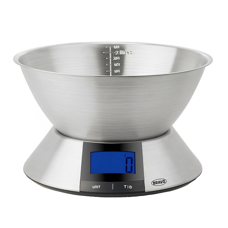 Digitális konyhai mérleg, 1.5 literes tálal (5 kg) rozsdamentes acél (B-5171)
