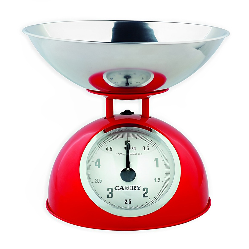 Konyhai mérleg (5 kg), retro stílusú, analóg - piros (B-5063)