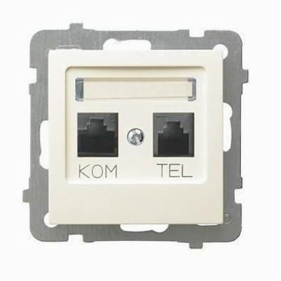 Castella telefon és számítógép aljzat (RJ11, RJ45), elefántcsont