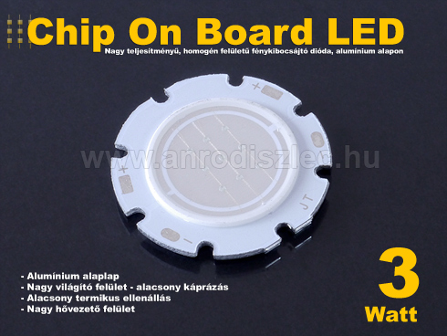 LED COB alumínium panel (9-12V/300mA) 3W - kék