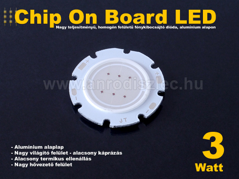 LED COB alumínium panel (9-12V/150mA) 3W - piros Kifutó!