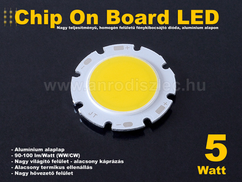 LED COB alumínium panel (9-12V/450mA) 5W - 3200K