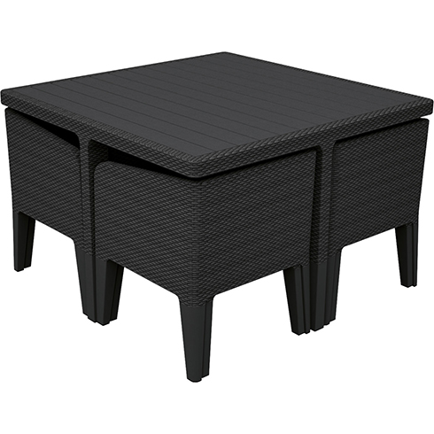 Columbia 5 részes műrattan kerti bútor szett - grafit - szürke