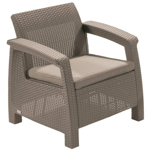 Corfu műrattan kerti fotel - cappuccino - homok