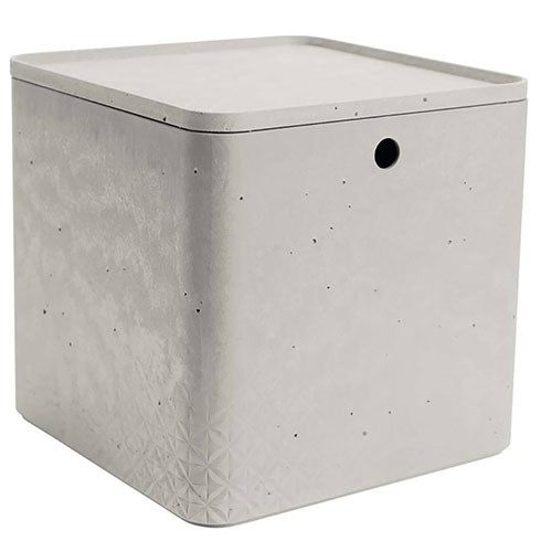 Beton hatású kosár XL (18L) fedéllel - Világosszürke
