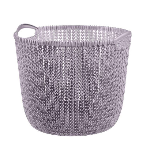 Knit kötött hatású kerek kosár (L) - Lila