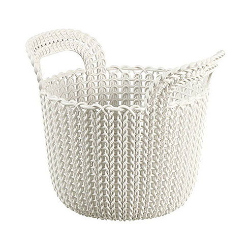 Knit kötött hatású kerek kosár (XS) - Bézs