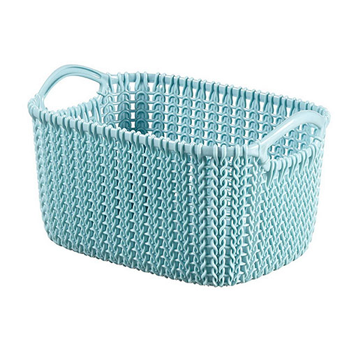 Knit kötött hatású kosár (XS) - Szürkés Kék