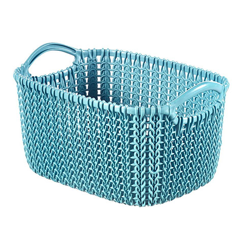 Knit kötött hatású kosár (S) - Tűrkiz