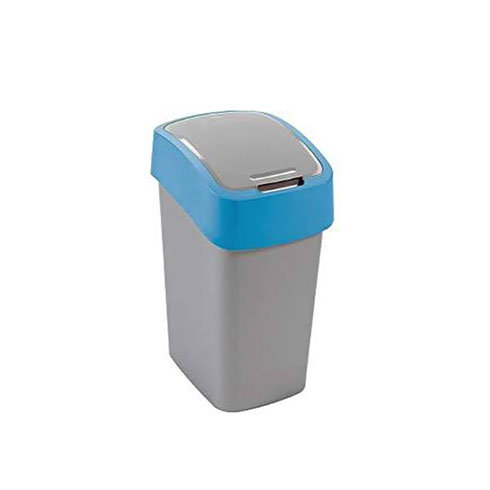 Pacific Flip Bin billenő fedeles szemetes (10L) - Ezüst színű műanyag kuka kék sávval