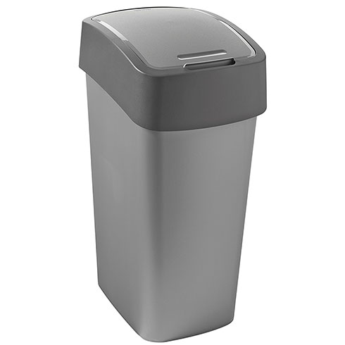 Pacific Flip Bin billenő fedeles szemetes (50L) - Ezüst színű műanyag kuka grafit sávval