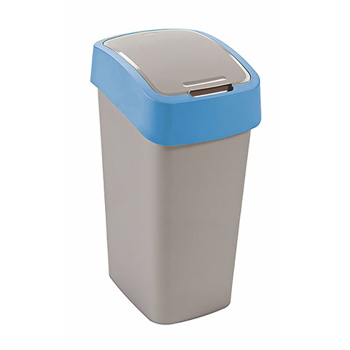 Pacific Flip Bin billenő fedeles szemetes (50L) - Ezüst színű műanyag kuka kék sávval