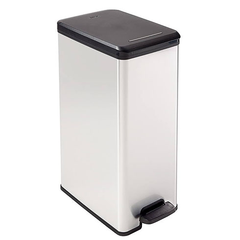 Slim bin pedálos szemetes (40L) - Ezüst színű műanyag kuka