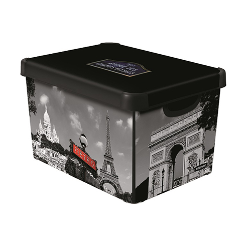 Deco Stockholm tároló doboz (22L) - Párizs mintás