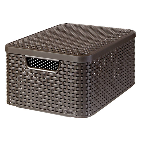 Style - rattan hatású kosár (18L) fedéllel - Barna