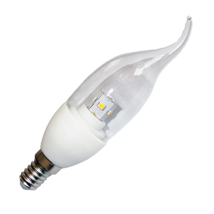 LED lámpa E14 (COB2835x6/4W/310°) meleg fehér, láng